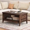 thumbnail image 4 of Costway 39.5" 2-Tier Coffee Table with Open Shelf Woven Decorations Storage for Living Room Brown, 4 of 10