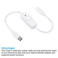 thumbnail image 4 of Unique Bargains Type C Extension Cable with ON/Off Switch Extension Power Cords Adapter with LED Indicator White, 4 of 5