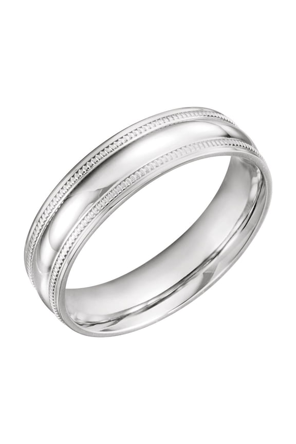 14K White Gold 6mm Coin Edge Design Wedding Ring Band Size 11