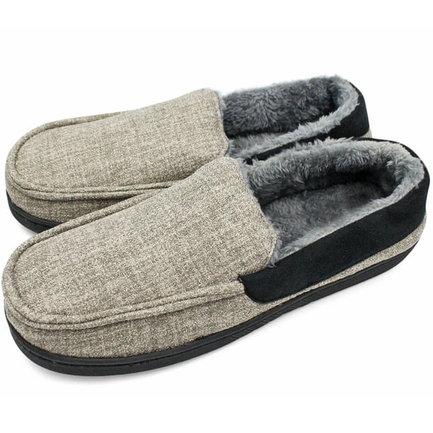 SLM Moccasin Slippers Faux Fur Lined House Shoes Comfy Bedroom Clogs - Walmart.com