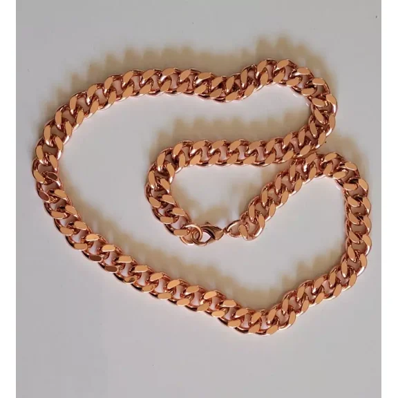 Pure Copper Cuban Link Curb 22" Necklace Heavy 7mm Solid Statement Chain