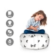 thumbnail image 2 of Sailboat Storage Toy Bag Chair, Black and White Upside down Random Alignment Mini Sailing Boat Pattern, Stuffed Animal Organizer Washable Bag, Small Size, Black and White, by Ambesonne, 2 of 3
