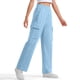 thumbnail image 4 of Pantalones largos para niñas y niños, de color liso, de pana, con cintura elástica, holgados, con cordón y bolsillos, informales, de poliéster., 4 of 7