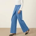 thumbnail image 4 of ClodeEU Women's High Waisted Wide Leg Jeans with Pockets ,Casual Loose Fit Denim Pants Light Blue,Women's Plus XXL, 4 of 7