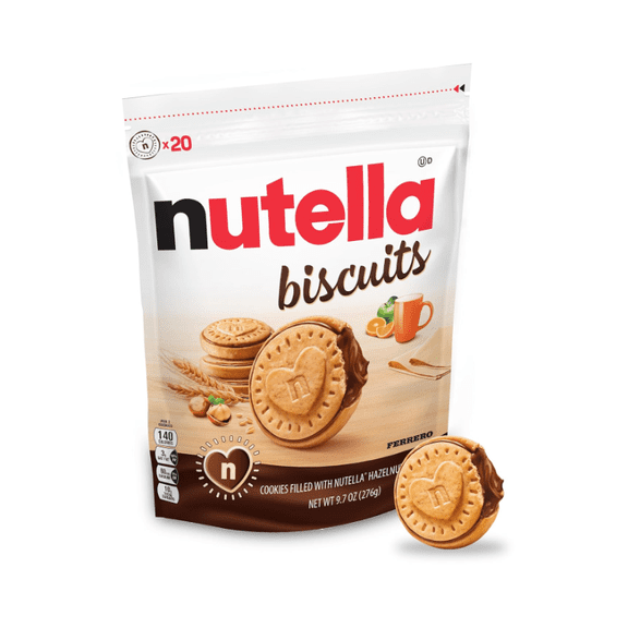 Nutella Biscuits Cookies Filled with Nutella Hazelnut Spread, Sweet Snack Pack, Holiday Christmas Cookies, 9.7 oz