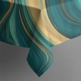 thumbnail image 4 of Teal Gold Wave Marble Pattern Rectangle Tablecloth 60"x102",Waterproof Polyester Rectangle Table Cloth, Wipeable Spillproof Polyester Tablecloth for Dining, Camping, Indoor and Outdoor, 4 of 6