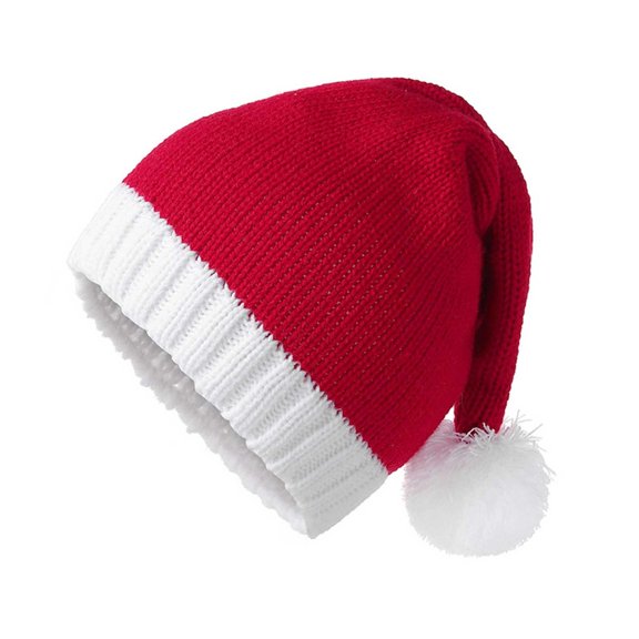 BXJX Christmas Hat- Red White Crochet Hat for AdultsKids Fall Winter Festive Xmas Stocking Cap Stretchy Holiday Beanie Christmas Party Accessories Red Size Free Size