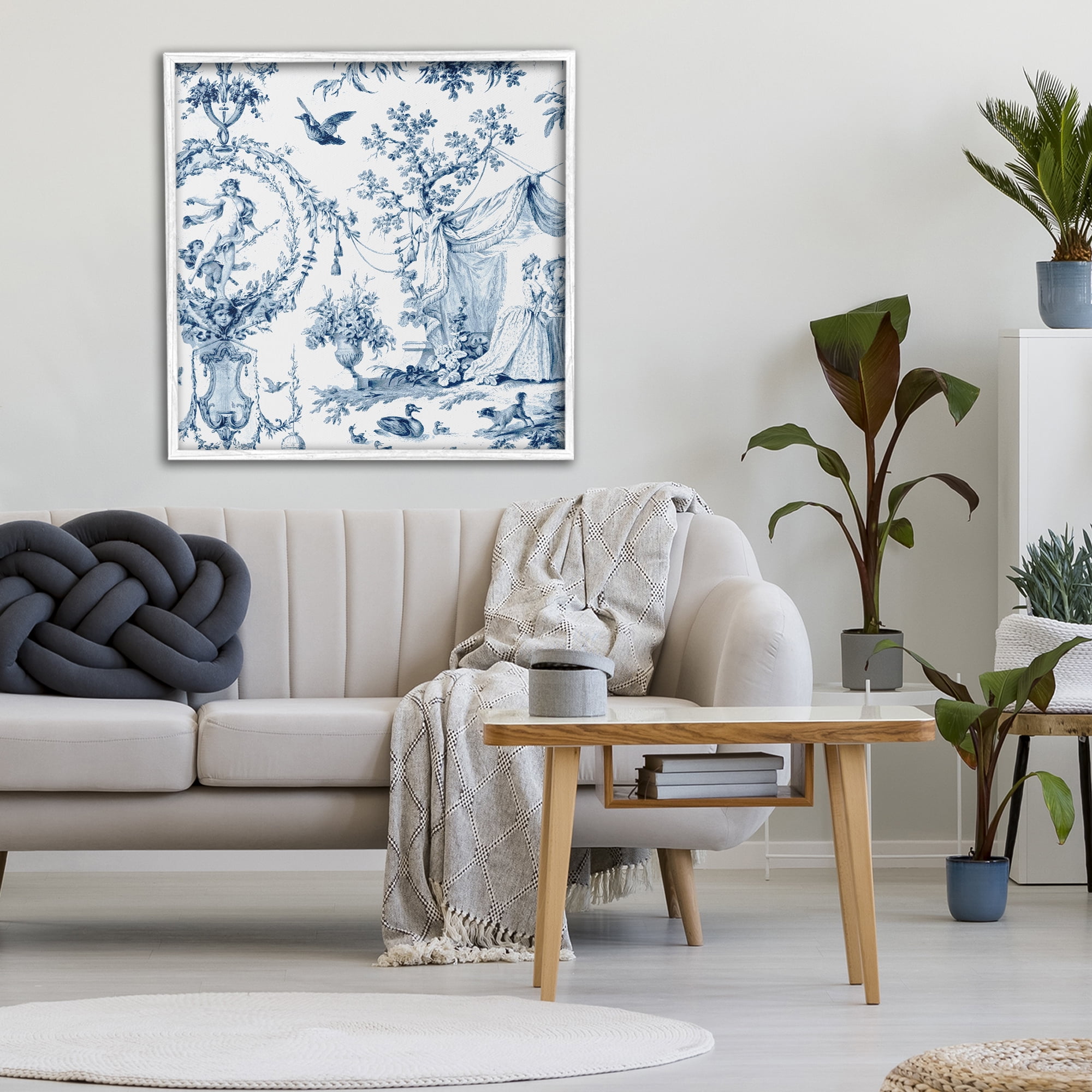 Classic Toile Scene White Framed Giclee Art, design by Vintage Hustle