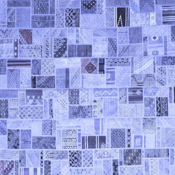 Ahgly Company Machine Washable Indoor Square Patchwork Blue Transitional Area Rugs, 5' Square