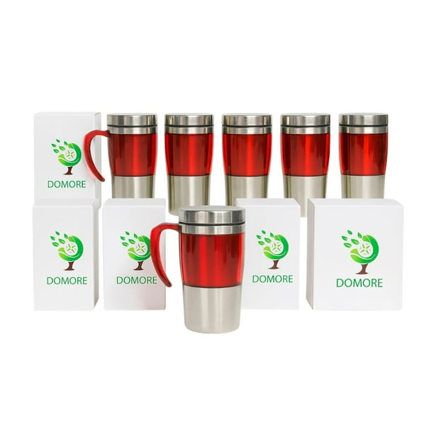 Domore set 6 termos viaje lujo rojo acero inoxidable 450 ml tapa hermética