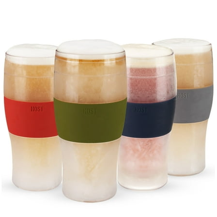 Host FREEZE Beer Glasses, Pint Drinking Glasses 16oz Set of 4, Multicolor