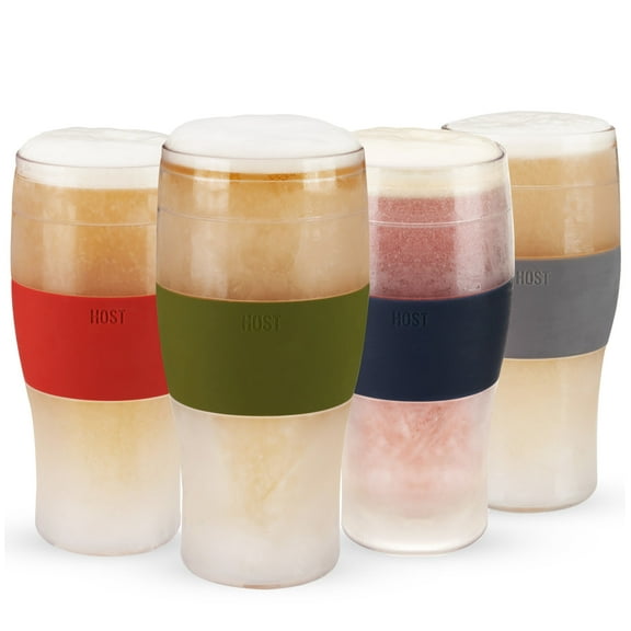 Host FREEZE Beer Glasses, Pint Drinking Glasses 16oz Set of 4, Multicolor