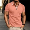thumbnail image 2 of WREESH Men's Solid Short Sleeve Henley Shirts Button Turn-Down Collar Top for Sports a Classic Solid Color Shirt for Active Wear Pink, 2 of 6