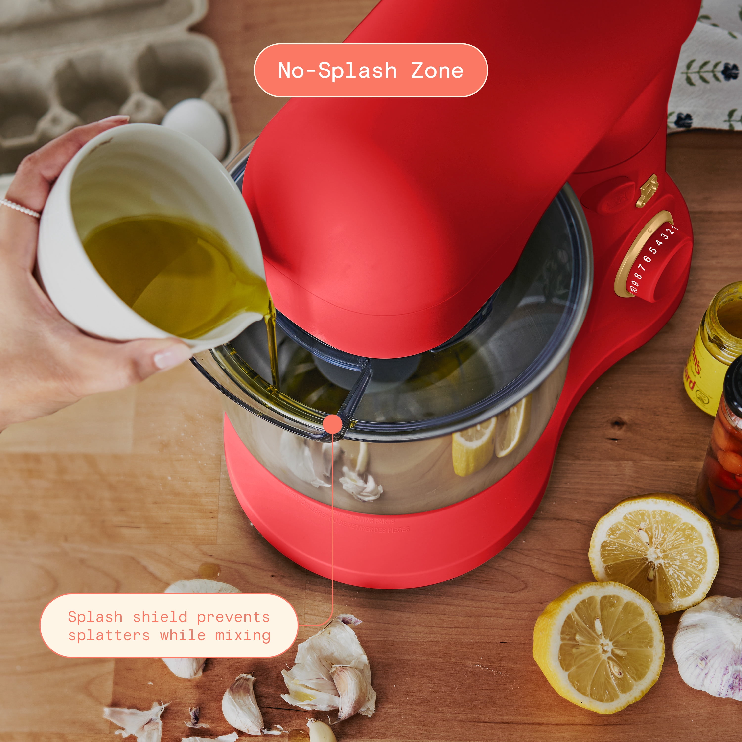 Beautiful 3.5 Qt Stand Mixer with Flat Beater, Dough Hook, Balloon Whisk, Tomato Red by Drew Barrymore
