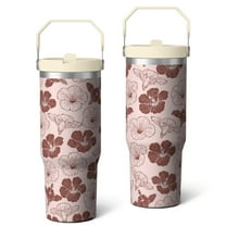 30 Oz Tumbler Light Pink Floral Lines Tumbler with Lid and Straw, Birthday Gift Cup for Friend Women Men Coffee Travel Mug Thanksgiving Day Halloween Christmas Gift Water Bottle