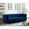 thumbnail image 4 of Maklaine Contemporary Deep Biscuit Tufted Soft Rich Navy Finish Velvet Sofa, 4 of 6