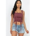 thumbnail image 3 of Adjustable Front Ruched With String Square Neck Crop Tops L, 3 of 11