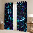 thumbnail image 2 of Homewish Glowing Butterfly Blackout Curtains Set of 2 (52x84 Each), Psychedelic Cosmos Stars Curtain, Black Purple Cyan, 2 of 5