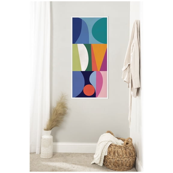 Kate and Laurel Framed Canvas Wall Art Print Abstract 02 Panel 2 by Rachel Lee, 18 x 40 Sylvie White Frame, Modern Contemporary, Abstract Art for Wall Decor