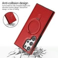 thumbnail image 3 of Allytechgroup Samsung Galaxy S22 Plus Magnetic Case, Retro PU Leather TPU Back Cover Compatible with Magsafe Shockproof Ring Holder Kickstand Phone Case for Apple Samsung Galaxy S22 Plus, Red, 3 of 8