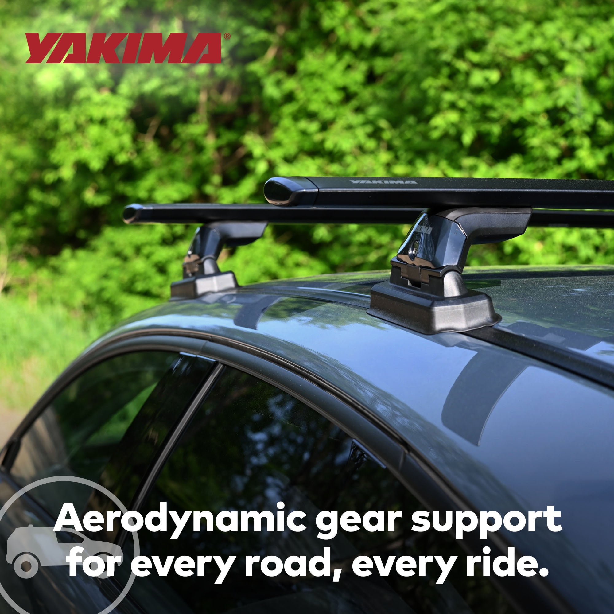 YAKIMA JETSTREAM シルバーS 50インチ タワー付き Yakima 50 Inch Aluminum JetStream Aerodynamic Roof Rack Crossbars
