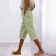 thumbnail image 2 of MLQIDK Womens Capris for Summer Linen Capri Pants Knee Length High Waisted Lounge Pant Dressy Casual Linen Capris with Pockets Army Green 3XL, 2 of 7