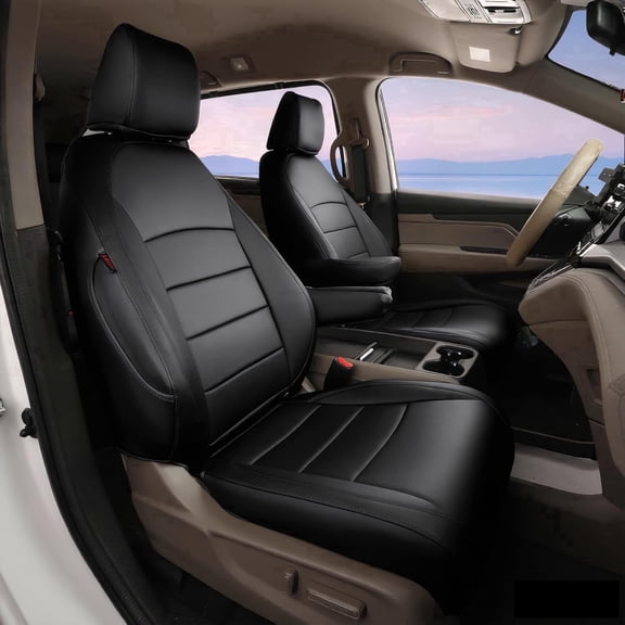 coverdream Odyssey Seat Covers Full Set for 2018-2025 2026 Honda Odyssey EX,EX-L,Elite,Touring,Sport,2nd Row 40/20/40 Split Seat - Breathable Leather Auto Seat Covers(Full Set,Black)