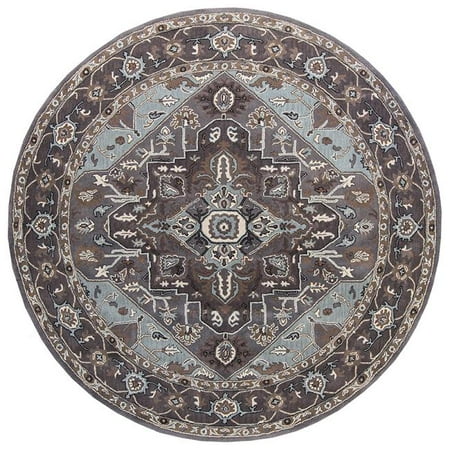 Due Process Stable Trading Tufted Serapi Covered Field Frost Grey & Steeple Grey Round Area Rug, 12 x 12 ft.
