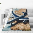 thumbnail image 1 of Fotbe Airplane World Map Adventure Manta de Franela Acolchonada con Estampado, Súper Suave y Esponjosa, Extra Grande para Sofá, Cama, Uso Todo el Año-50"x40", 1 of 7