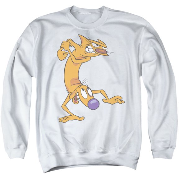 Catdog Ready To Fight Unisex Adult Crewneck Sweatshirt (3X-Large) White