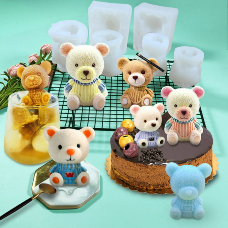 NICAVKIT 4Pcs Dog Cat Teddy Bear Ice Molds, Teddy Bear Ice Cube Trays  silicone Mold to DIY Drink Ice Coffee Juice Cocktail. Cute Bear Silicone  Mold