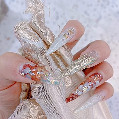 240 PCS Half Cover Coffin Fake Nails, 12 Sizes Ballerina Long False Nail Tips, Full Cover Artificial Nails with Case for DIY Nail Art & Nail Salon