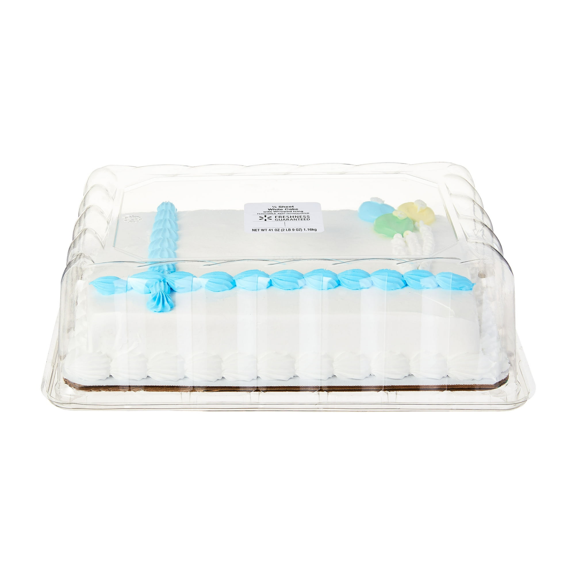 Freshness Guaranteed 1/4 White Sheet Cake with Whipped Icing, 41 oz (Refrigerated Vanilla Cakes)