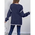 thumbnail image 4 of Women Crewneck Sweaters Long Sleeve Knit Pullover Sweater Casual Fall Tops Navy Blue S, 4 of 8