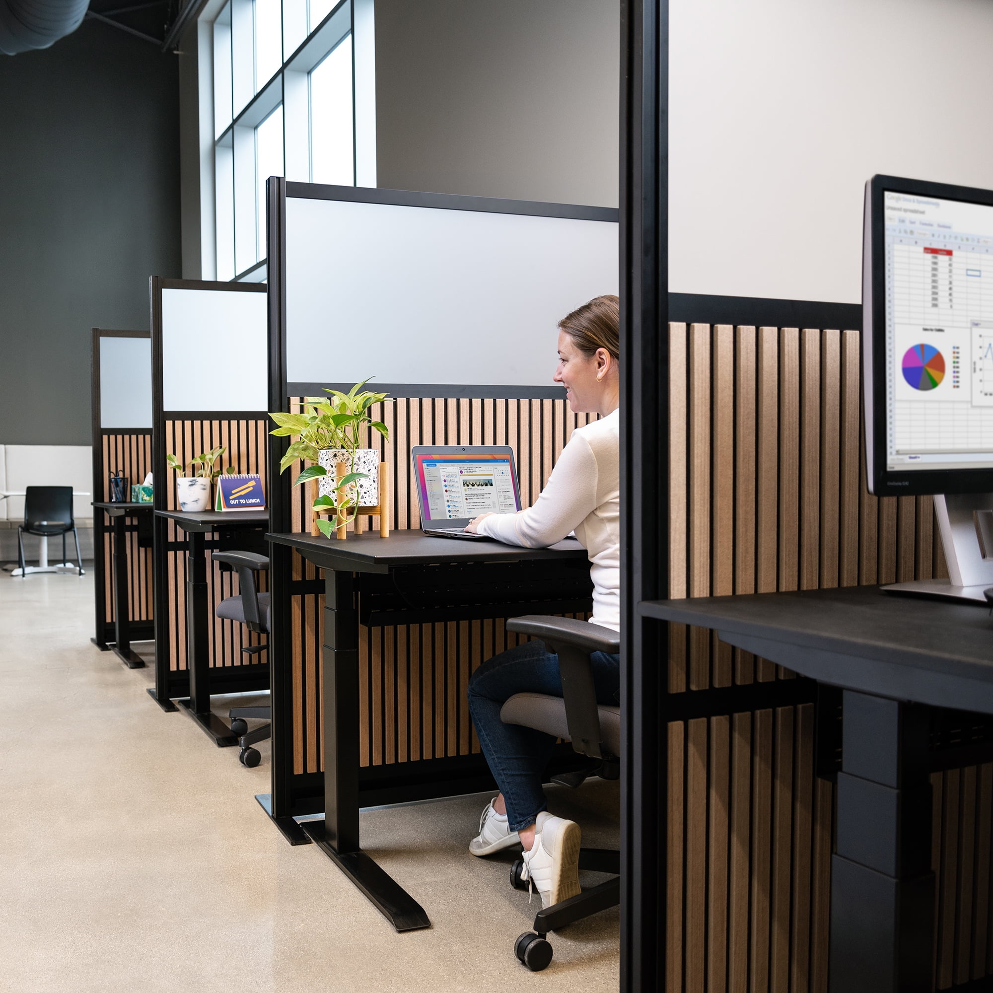 Stand Up Desk Store Grove Modular Wall | Modern Style Partition, Cubicle Wall & Room Divider for Office, School, Library | Recycled PET Noise Reduction Panels  | 70x48”