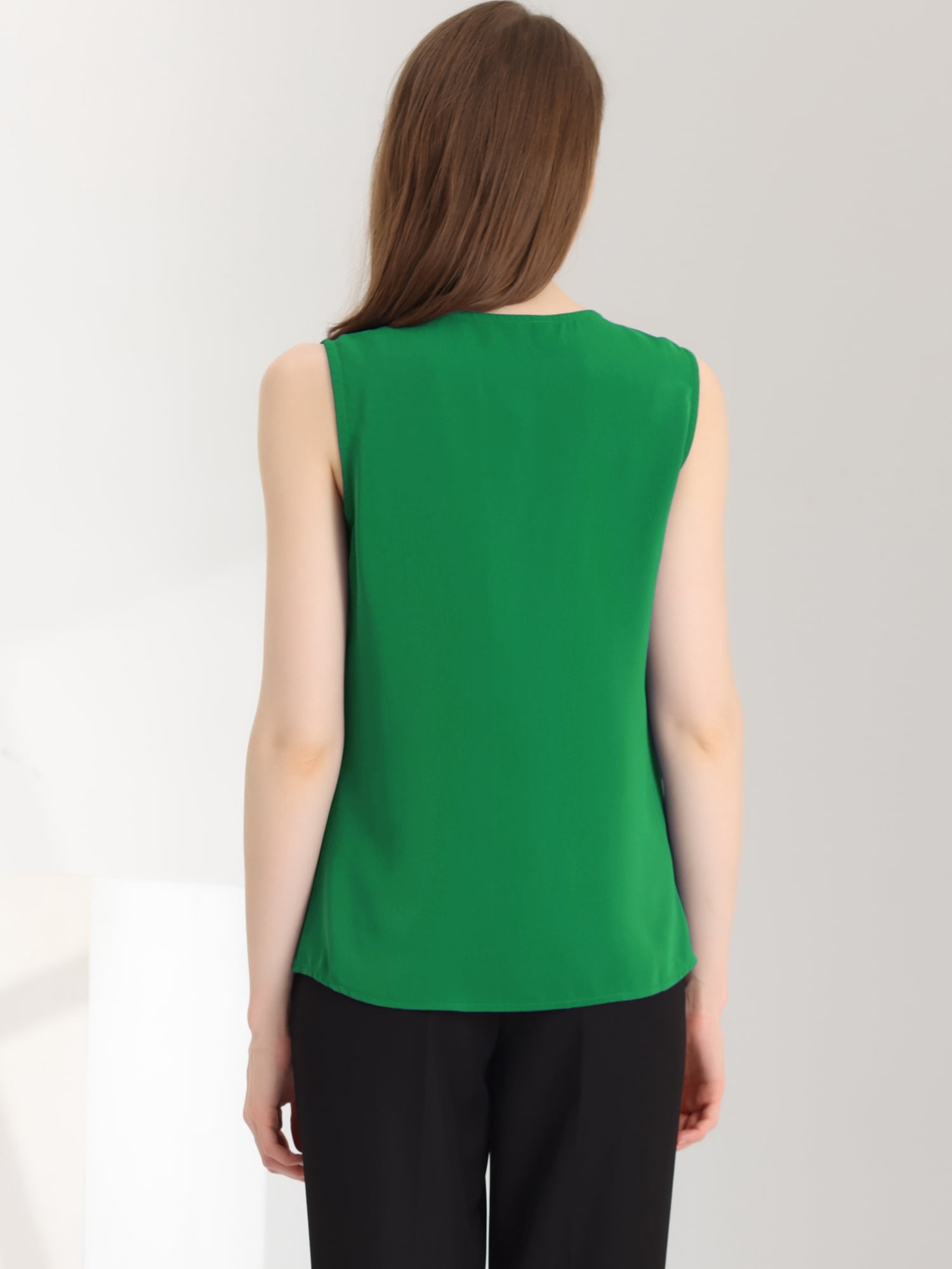 DARING DIVA Sleeveless Blouse Top Office Work Shirt S Green