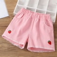 thumbnail image 5 of CPNG Kids Children Girls Daily Denim Shorts Summer Casual Strawberry Embroidery Elastic High Waist Shorts with Pockets(Pink,18-24 Months), 5 of 5