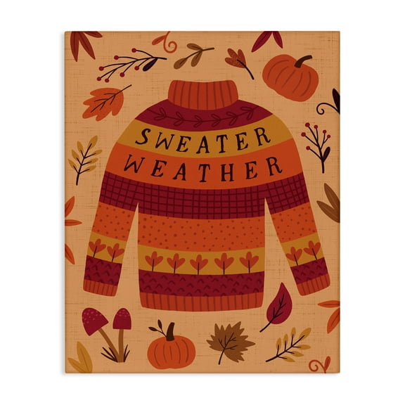 Stupell Industries Sweater Weather Cozy Fall Holiday Painting Wrapped Canvas Art Print Wall Art, 16 x 20