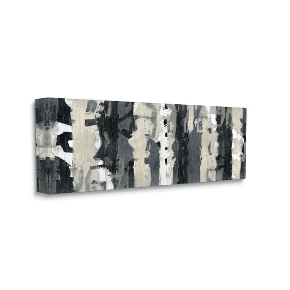 Stupell Industries Modern Busy Abstraction Grey Beige Black Messy Stripes, 13 x 30, Designed by Max Hansen