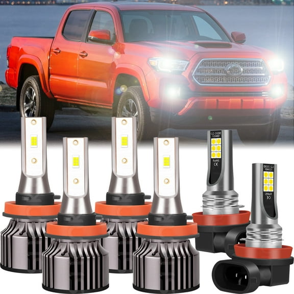 For Toyota Tacoma 2016-2021 Combo LED Headlights High/Low Beam Fog Light Bulbs Kit