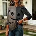 thumbnail image 6 of Womens Halloween Shirts Funny 3/4 Sleeve Tops Spooky Pumpkin Face Bat Printed Pullover Horror Crew Neck T Shirts Holiday Three Quarter Length Blouses, XL, 6 of 7