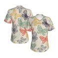 thumbnail image 3 of Yiaed Butterfly Print Women's T Shirt V-Neck Short Sleeve Shirt Casual Breathable Tee Summer Tops-Large, 3 of 5