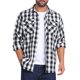 thumbnail image 4 of Camisas de manga larga ajustadas de botones con bolsillo de colores contrastantes para hombres INSPIRE CHIC 2XL Negro Blanco, 4 of 7