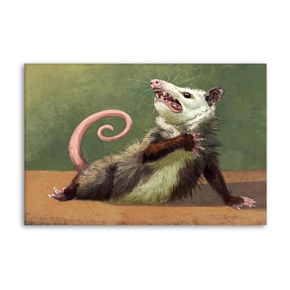 Funny Opossum Crazy Possum Poster Quirky Animal Canvas Wall Art Prints Poster Gifts Photo Picture Painting Posters Room Decor Home Decorative 16x24inch(40x60cm)