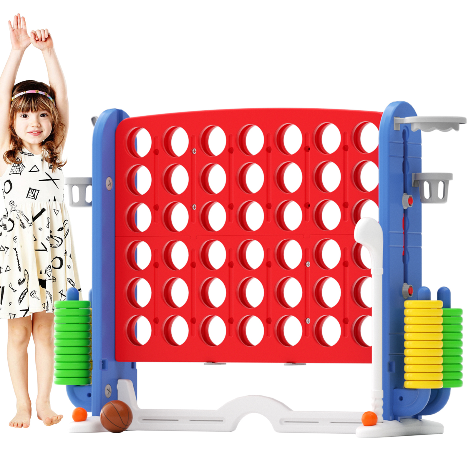 KORIMEFA Jumbo 4-to-Score Giant Game Set 4 in a Row Connect Game Perfect for Kids Adults Outdoor Holiday Party Family yard Game, Red