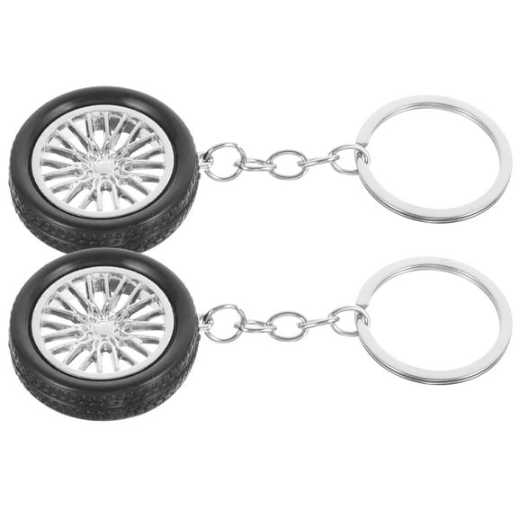 unbranded 2pcs Metal Keychain Wheel Pendant Keychain Ring Handbag Pendants for Car Lover