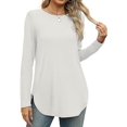 thumbnail image 2 of Women'S Long Sleeve Crew Neck Shirt Side Basic Loose Tunic Top Casual Milky XXL, 2 of 5