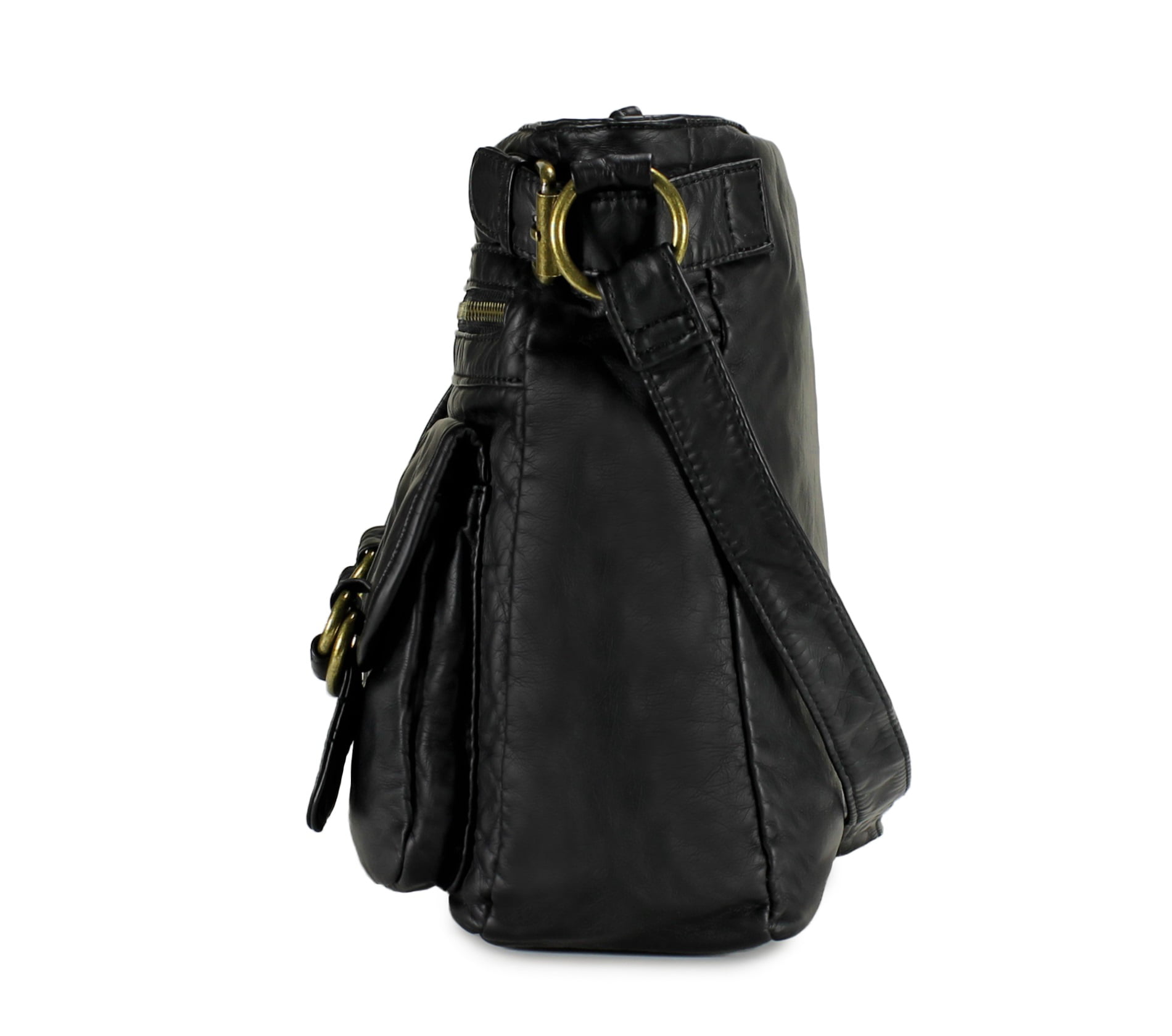 H199804 Ultra Soft Washed Vegan Leather Brown Scarleton Medium Crossbody Shoulder Bag for Women