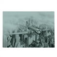 thumbnail image 2 of Vintage Cutting Board, Nostalgic Dated Plane Flying over Skyscrapers in New York City Urban Life, Decorative Tempered Glass Cutting and Serving Board, Large Size, Black and White, by Ambesonne, 2 of 5