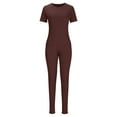 thumbnail image 3 of ZZwxWA Womens Casual Workout 2 Piece Bodycon Casual Outfit Women Ribbed Set Short Sleeve Elastic Leggings Loungewear Activewear, 3 of 5